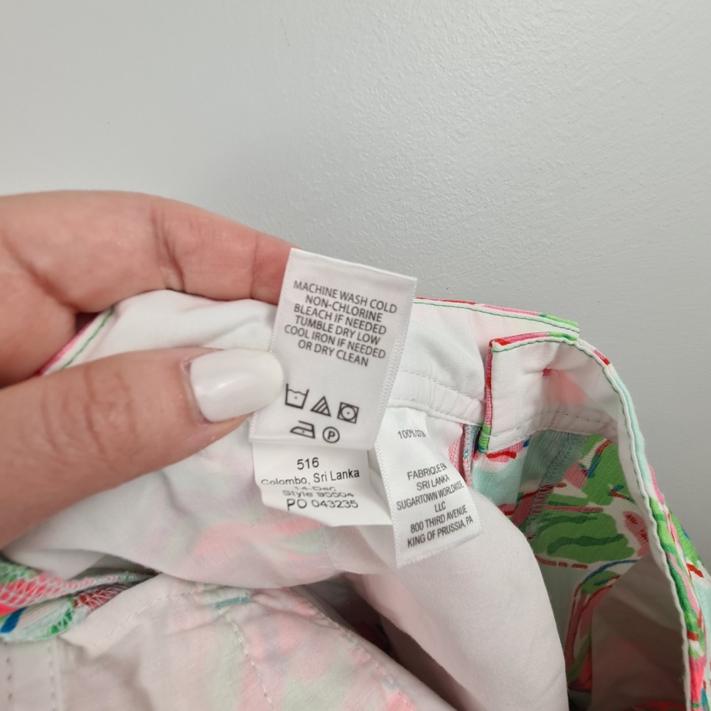 Lilly Pulitzer The Buttercup Shorts 0 Mint Green Pink Floral Scallop Hem Cotton - Picture 6 of 8